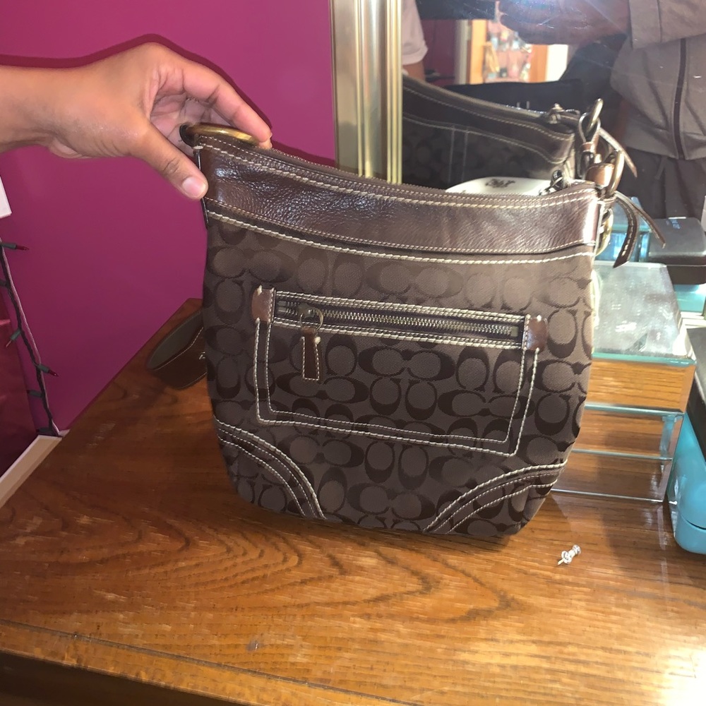Brown Signature Coach Crossbody